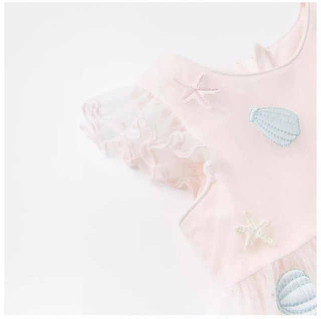 Dave Bella デイブベラ ポシェット付きシェル フラワー刺繍ワンピース Missy S