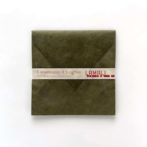 封筒＋カードセット / 5 Envelopes & 5 Cards Olive