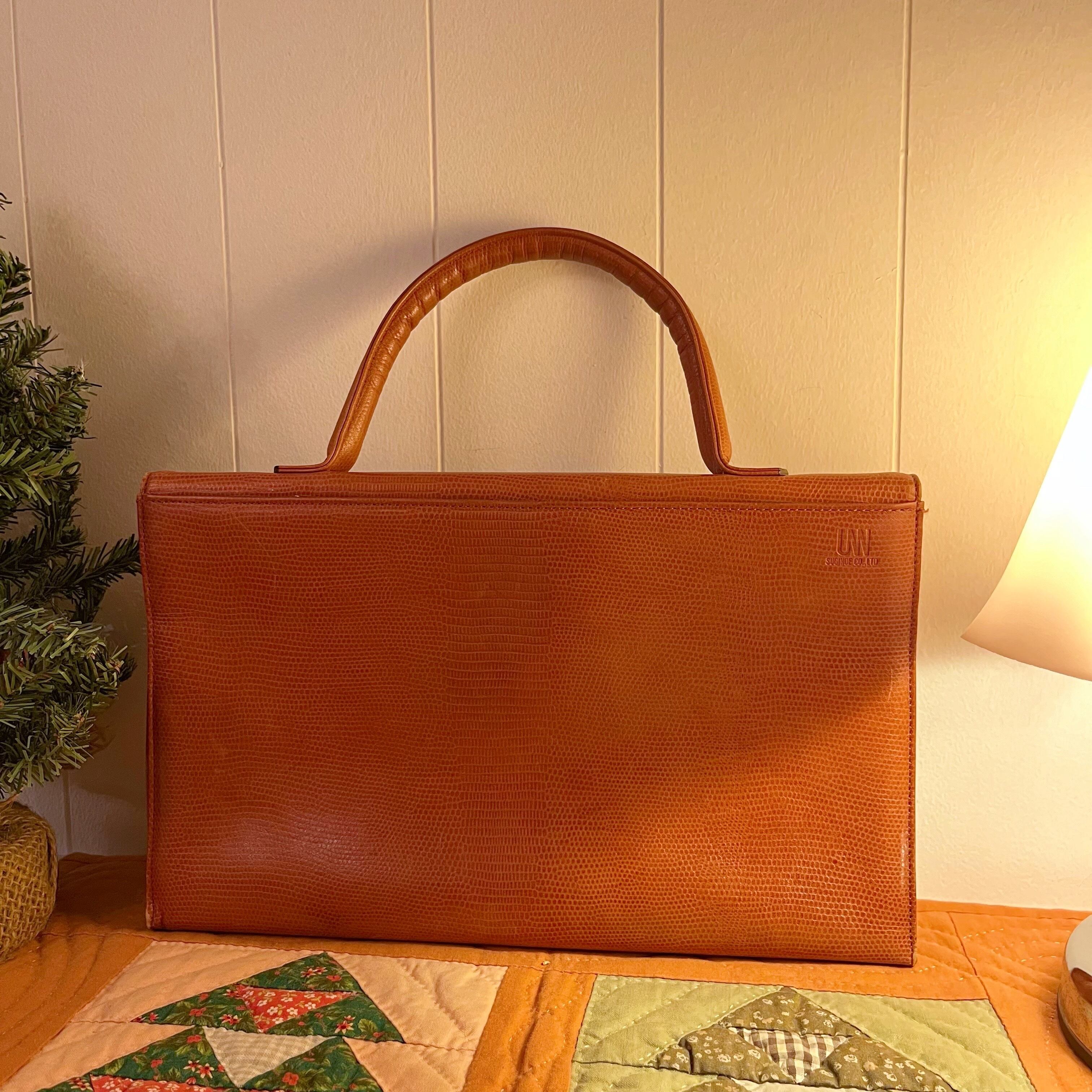camel brown square hand bag