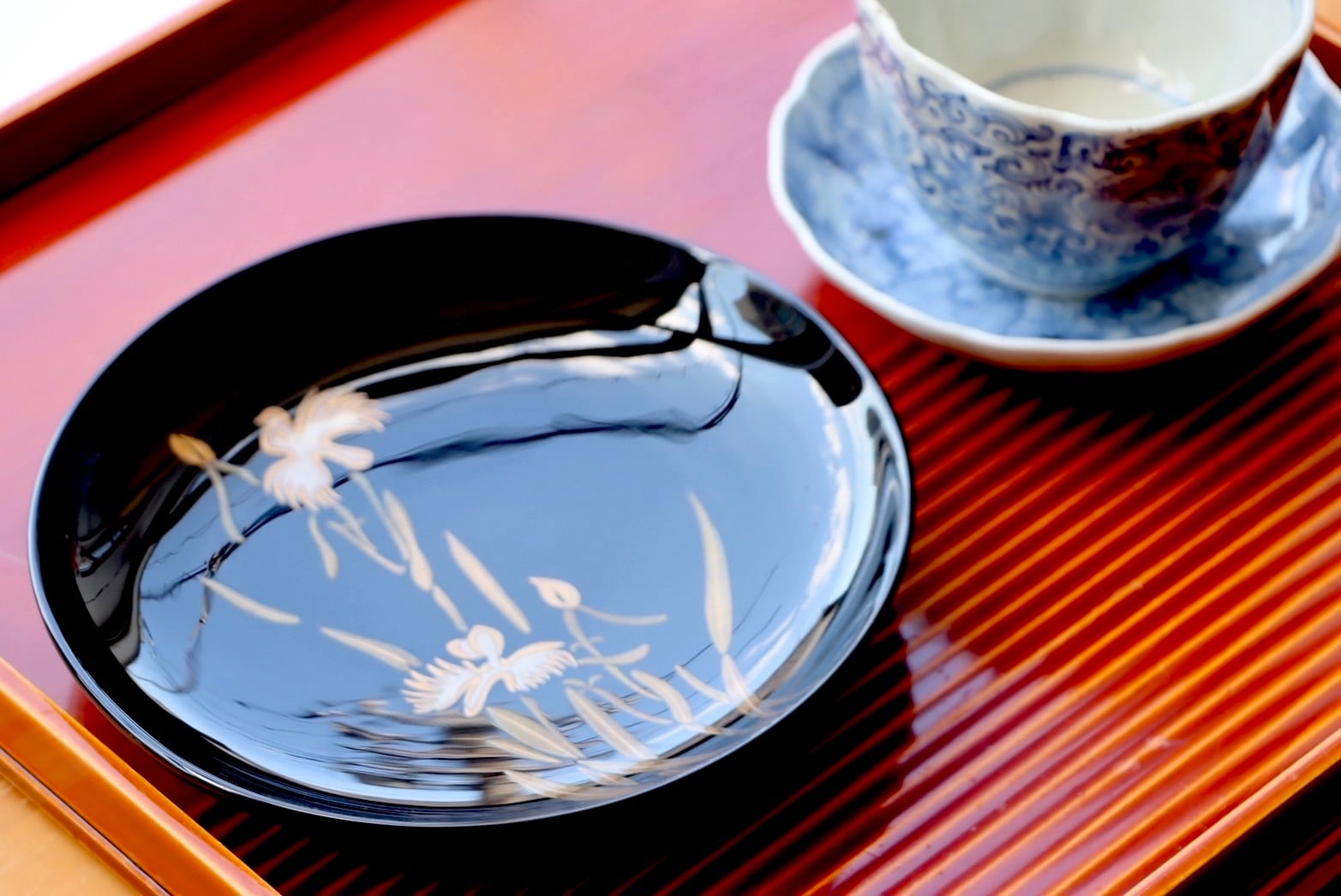 輪島塗 図替 草花蒔絵 菓子皿 銘々皿 五枚組 共箱 | (有)新原美術