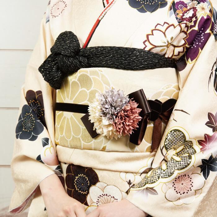 新品・未使用　帯締め 【くすみカラー 茶×リボン】振袖　W-6 再入荷しました・*・. 新品・未使用 帯締め 【くすみカラー 茶×リボン