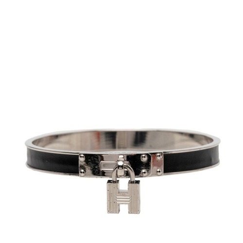エルメス ケリーバングル Hカデナ ロック シルバー レザー メタル レディース HERMES 【中古】