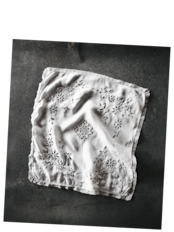 フランス 麻ローン 白星と白花の小宇宙とクッションカバー アンティーク