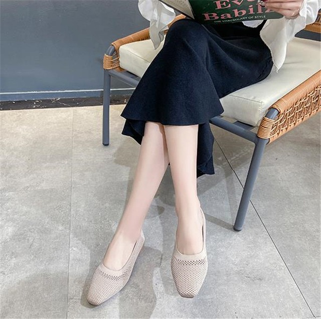 韓国ファッション ソフトソール シングルシューズ スクエアトゥシューズ