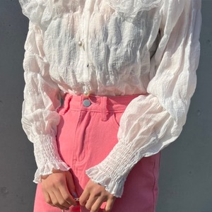 襟付きシアーシャツ_LN0649