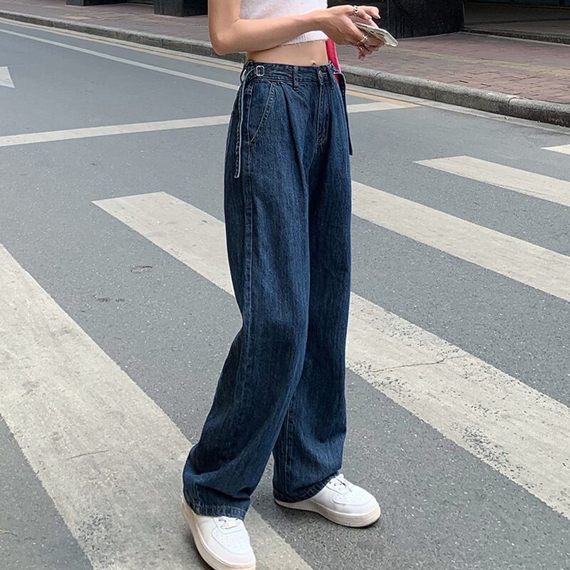 ルーズウェストジーンズ スプリングオータムワイドレッグパンツ 薄手 春物 秋物 ワイドパンツ スーパーモール99806330893