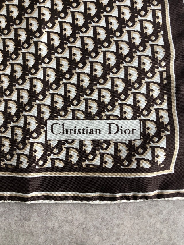Christian Dior クリスチャン ディオール トロッター スカーフ ブラウン シルク vintage ヴィンテージ オールド 4tbm7u