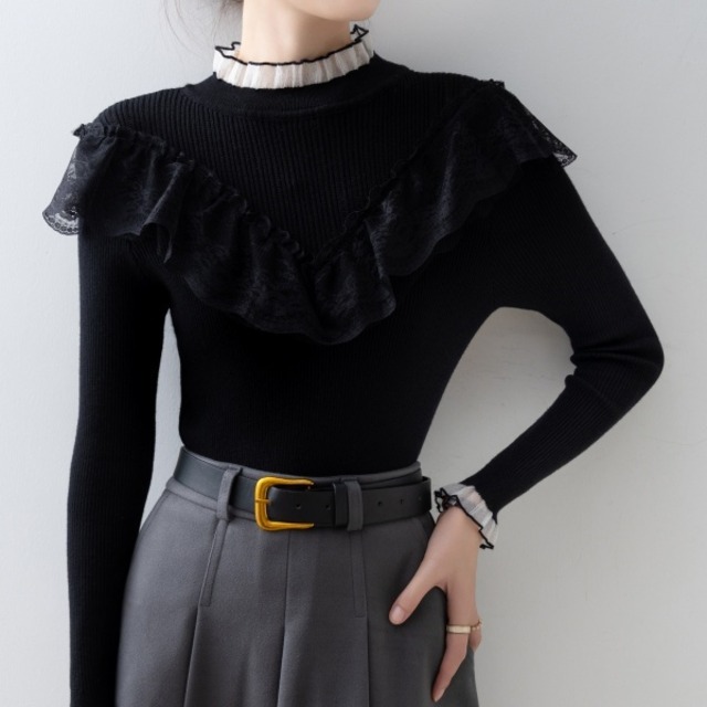 チュール レース ハイネック カットソー 232391