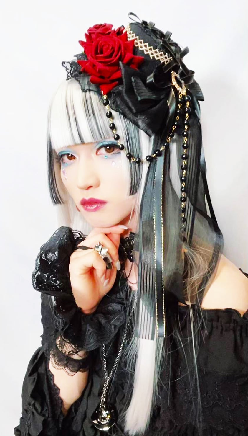 No.121】 ゴシックスタイル ロリータヘアアクセサリー（ダブルリボン