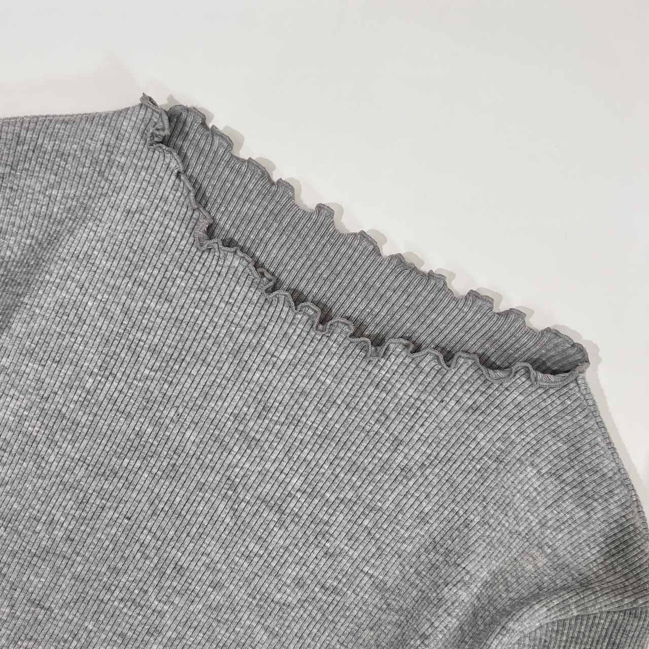 green label relaxing ユナイテッドアローズ フリル 長袖 リブ カットソー Tシャツ /グレー/レディース