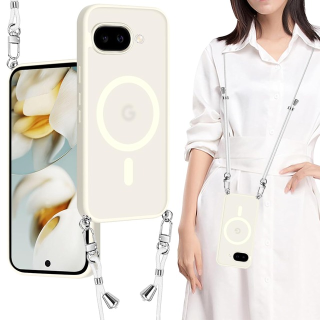 ZHIYIJIA Google Pixel 10A 用 ケース クリア ショルダー 半透明 TPU+PC ワイヤレス充電 アクリル背面 耐衝撃 マグネット搭載 ピクセル10a ケース マグセーフ対応 耐久性 滑り止め 黄変防止(ホワイト)