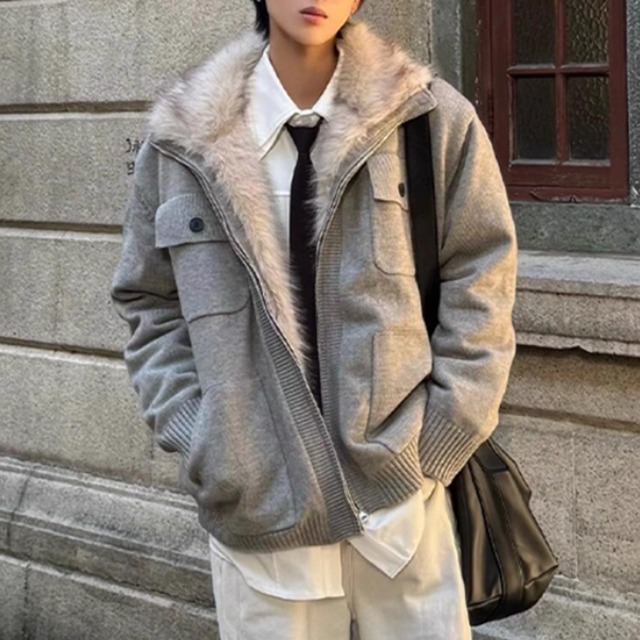 フォックスファー　ラグランミリタリー　ニットブルゾン　2カラー　LB1650