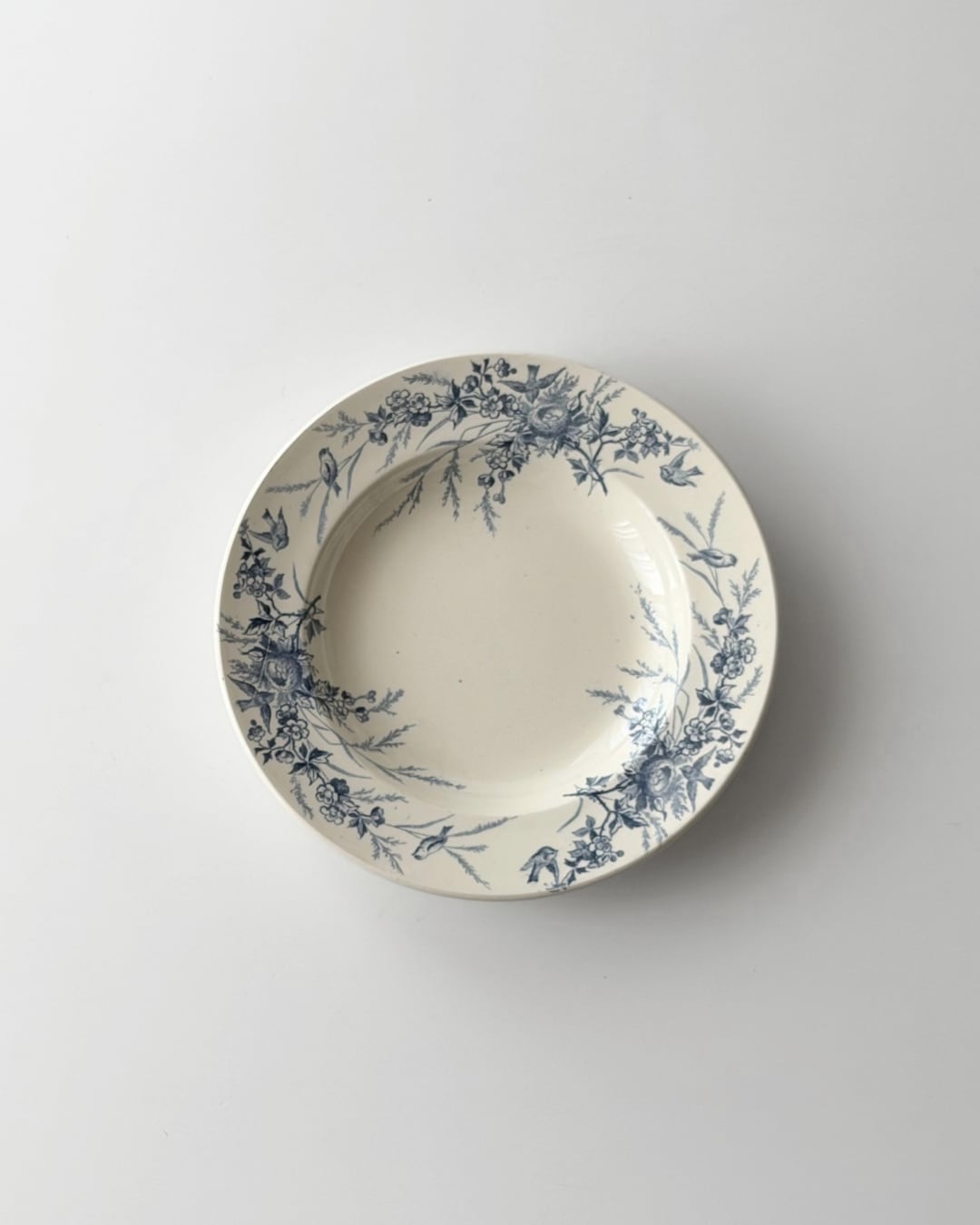 Creil et Montereau クレイユモントロー / “LINOTTE” blue 深皿プレート c