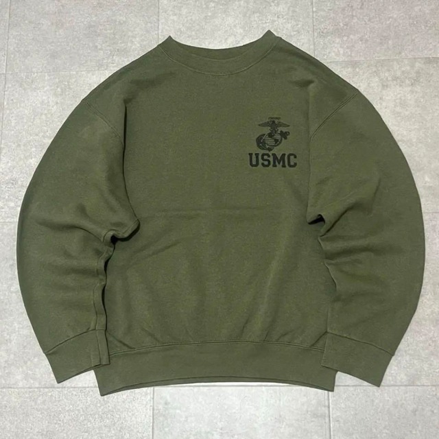 USMC アメリカ海兵隊　スウェット　オリーブ　実物　ミリタリー　ビンテージ