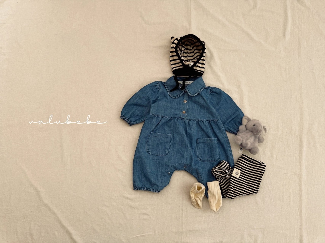 【valu bebe】キャットボーダーボネット ベビーサイズ ブラック - 6