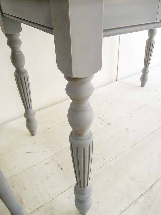 海外インテリア風かわいいキッズデスク 1dwターンドレッグデスクW1100 “ストライプ”(アンティーク調ろくろ足) フレンチシックグレー