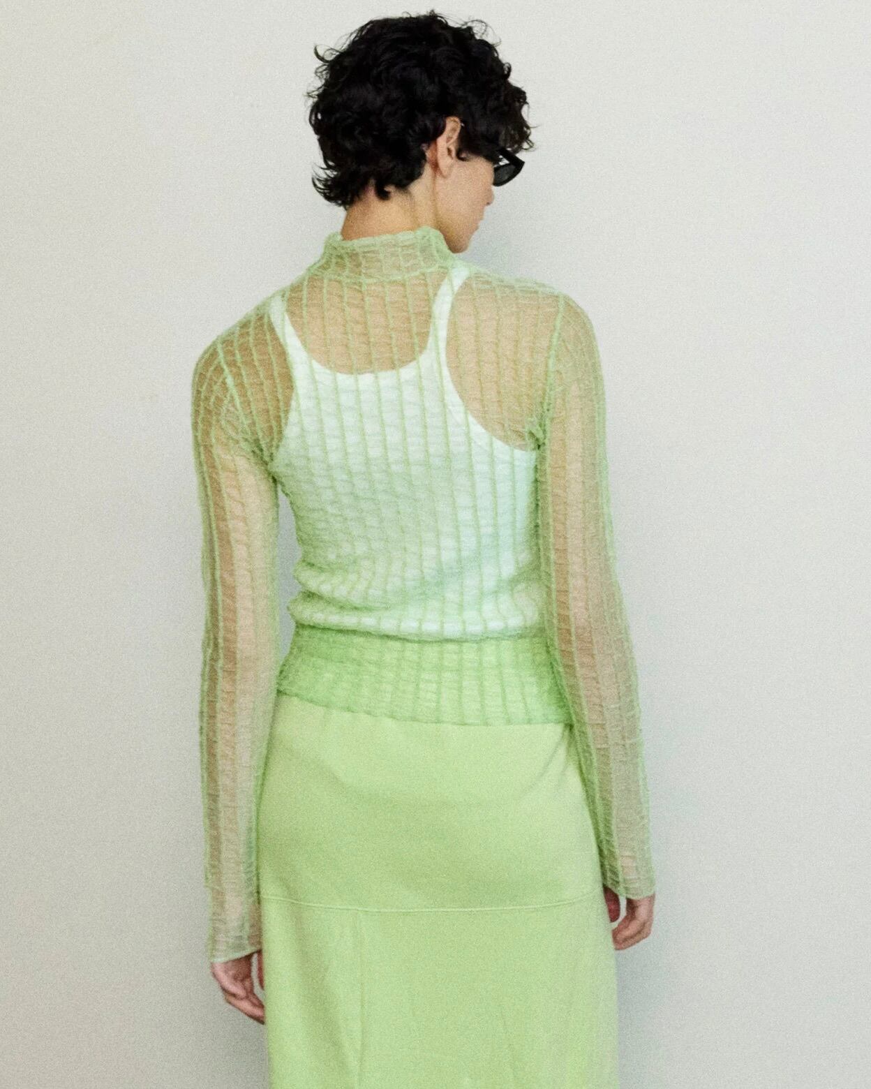 シャーリングストライプシアーニット【MAISON SPECIAL】 MAISON SPECIAL】 Shirring Stripe Sheer Knitwear | idealclasse
