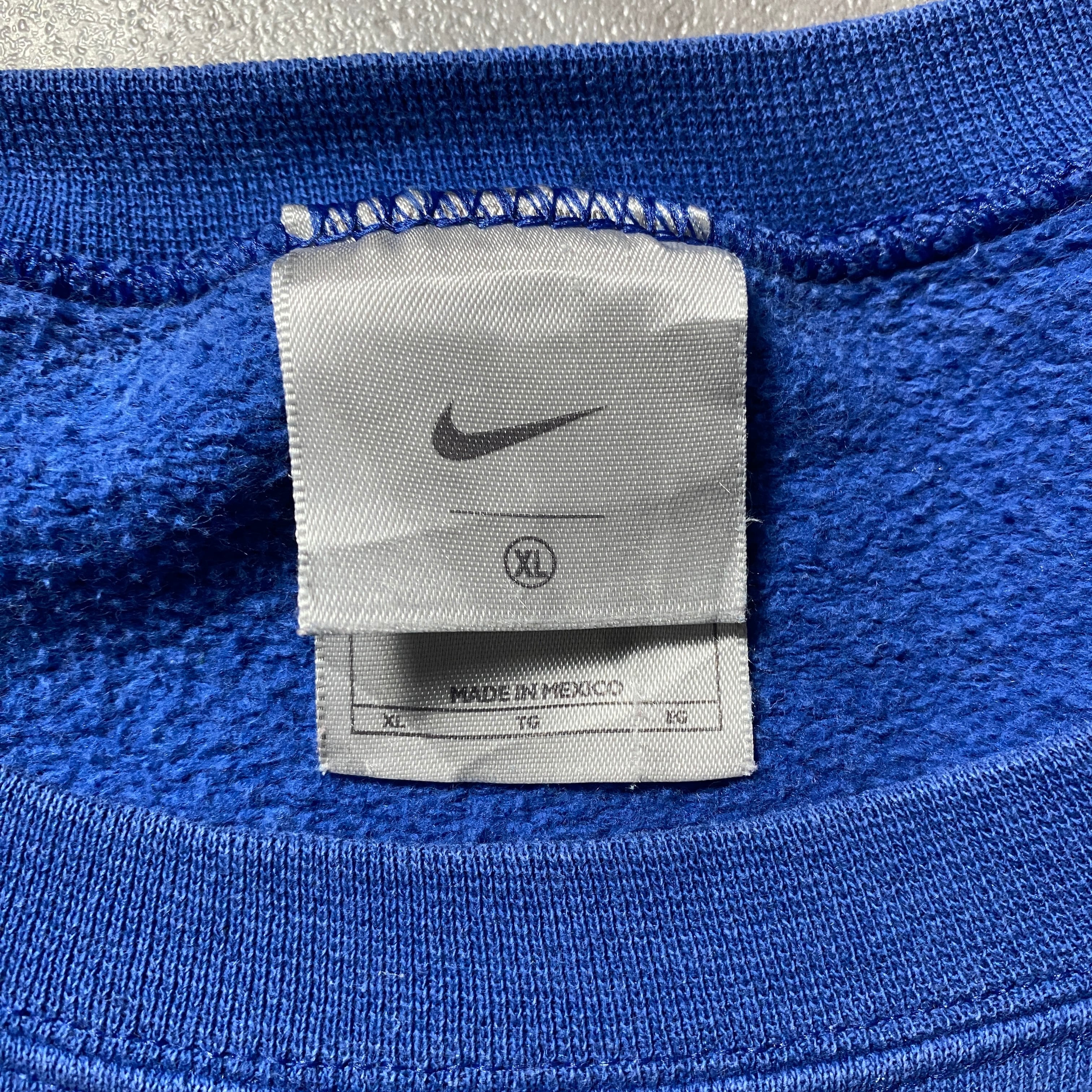 【NIKE】ナイキ★新品未使用　スウェット　XL　ブルー　ソロスウォッシュ Size.XL】00's NIKE ナイキ スウォッシュ 刺繍ワンポイント ブルー