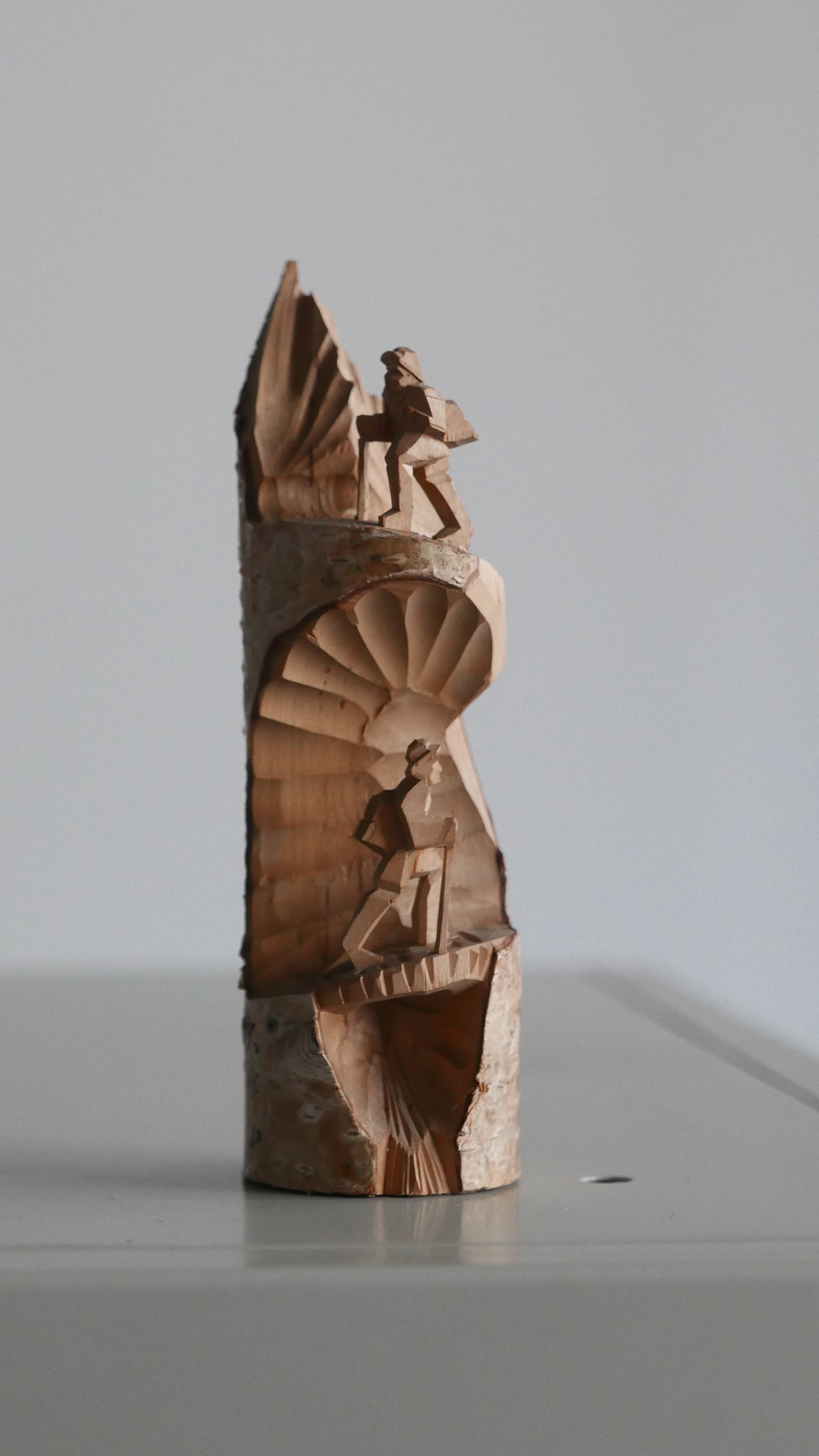 old japan 白樺の登山人形 " natural , double "