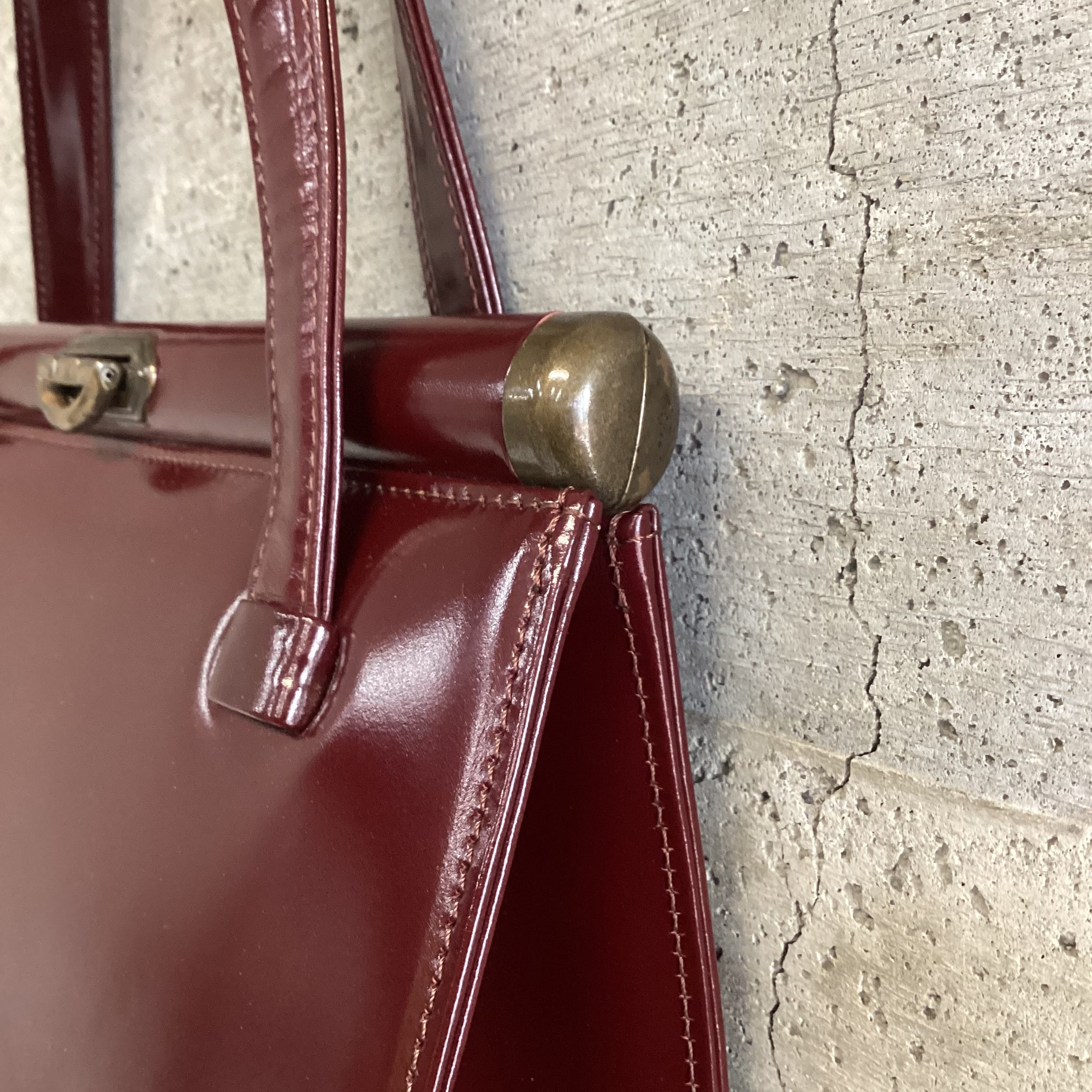 KATHARINE HAMNETT wine red square bag | 古着屋 SAJI