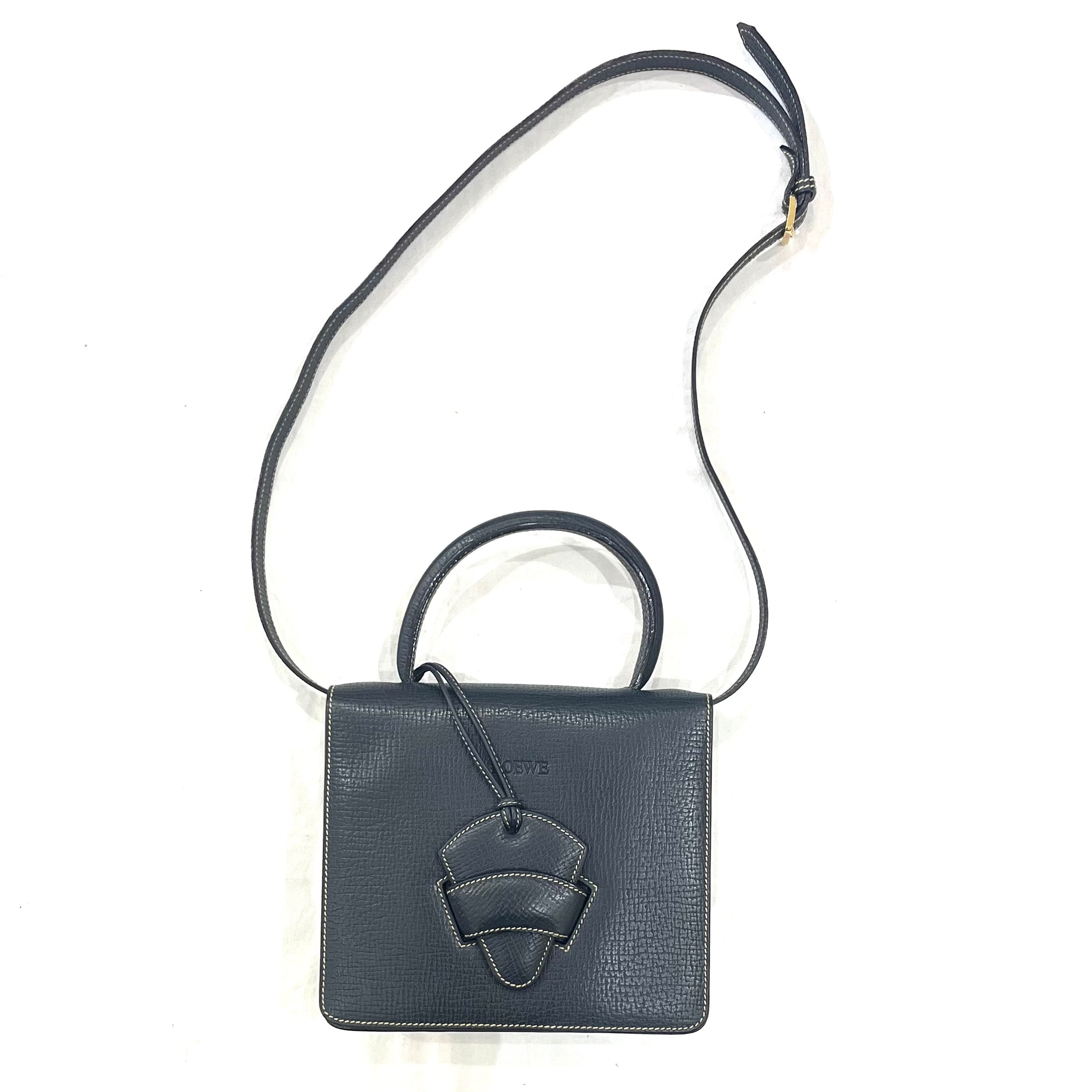 LOEWE★ロエベゴヤ ビジネスバッグ アナグラム レザーネイビー ビンテージ LOEWE】2294 名門レザーメゾン。ロエベ スペイン製 2WAYレザー