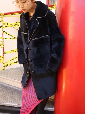 leather piping fur jacket【1815】