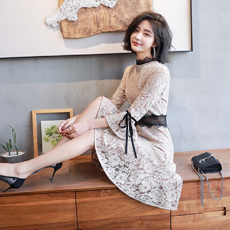 ワンピース エレガント ペプラム 高品質 女性らしい レトロ 流行り レース Ol 気質アップ S M L Ll Dresszone