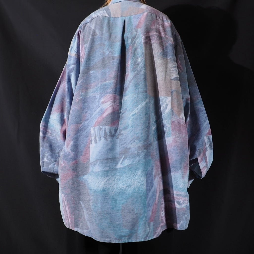 Jupiter water surface pale tone pattern rayon shirt