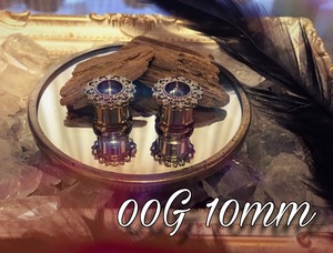 00G 10mm 1pc フラワー トンネル スティール フレア ボディピアス