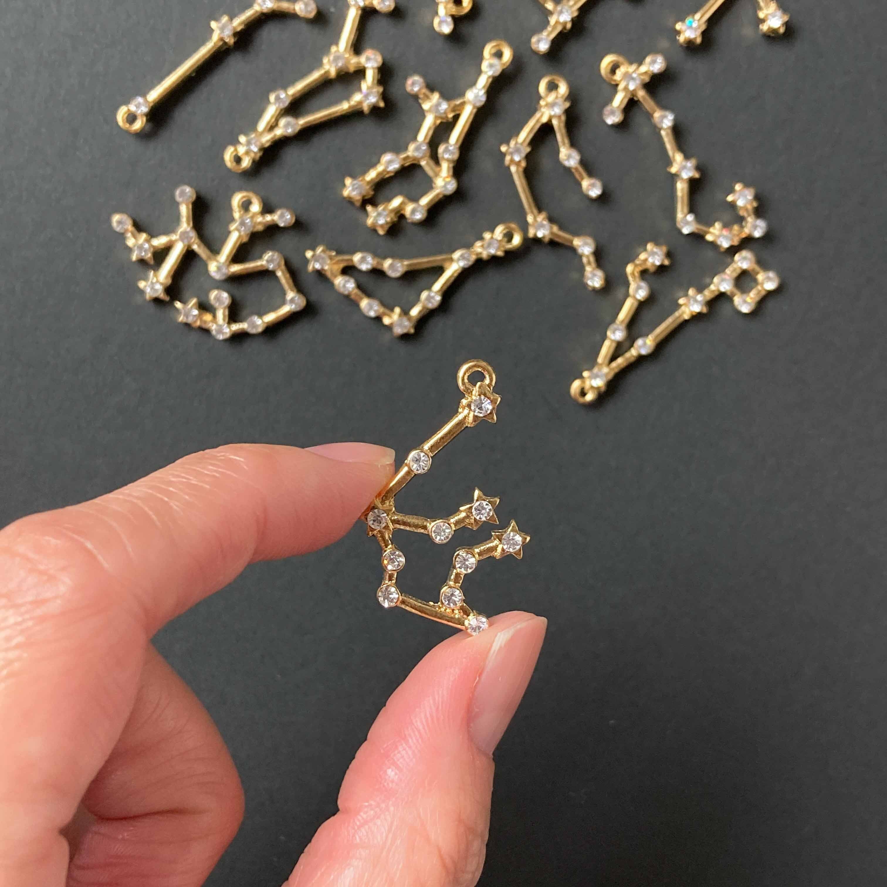 12星座のビジュー付きメタルチャーム | Dua-アクセサリーパーツショップ