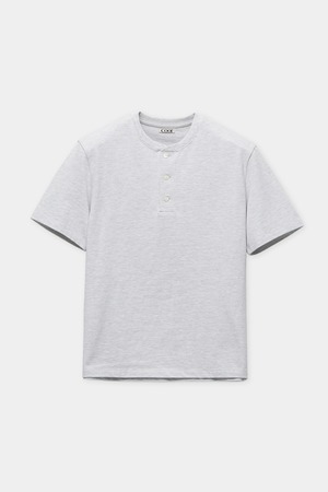 [COOR] Regular Fit Henley T-Shirt (Melange Grey) 正規品 韓国ブランド 韓国通販 韓国代行 韓国ファッション クール クーア クアー COOR 日本 店舗