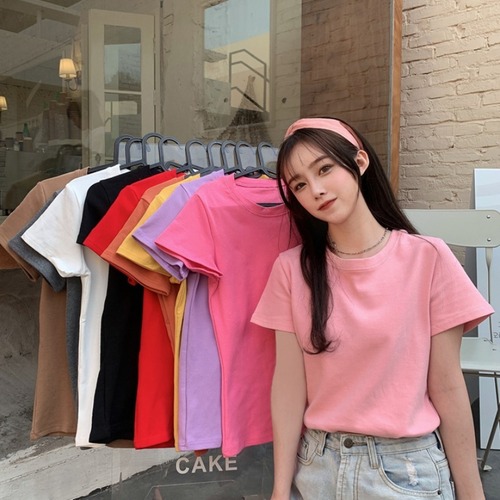 ✞ カラーラウンドネックスリムカジュアルTシャツ シャツブラウス ✞ゴスロリ SM ミリ 甘ロリ クラロリ 和ロリ エレガント 黒ロリ 姫ロリ 華ロリ BB-BB8577753