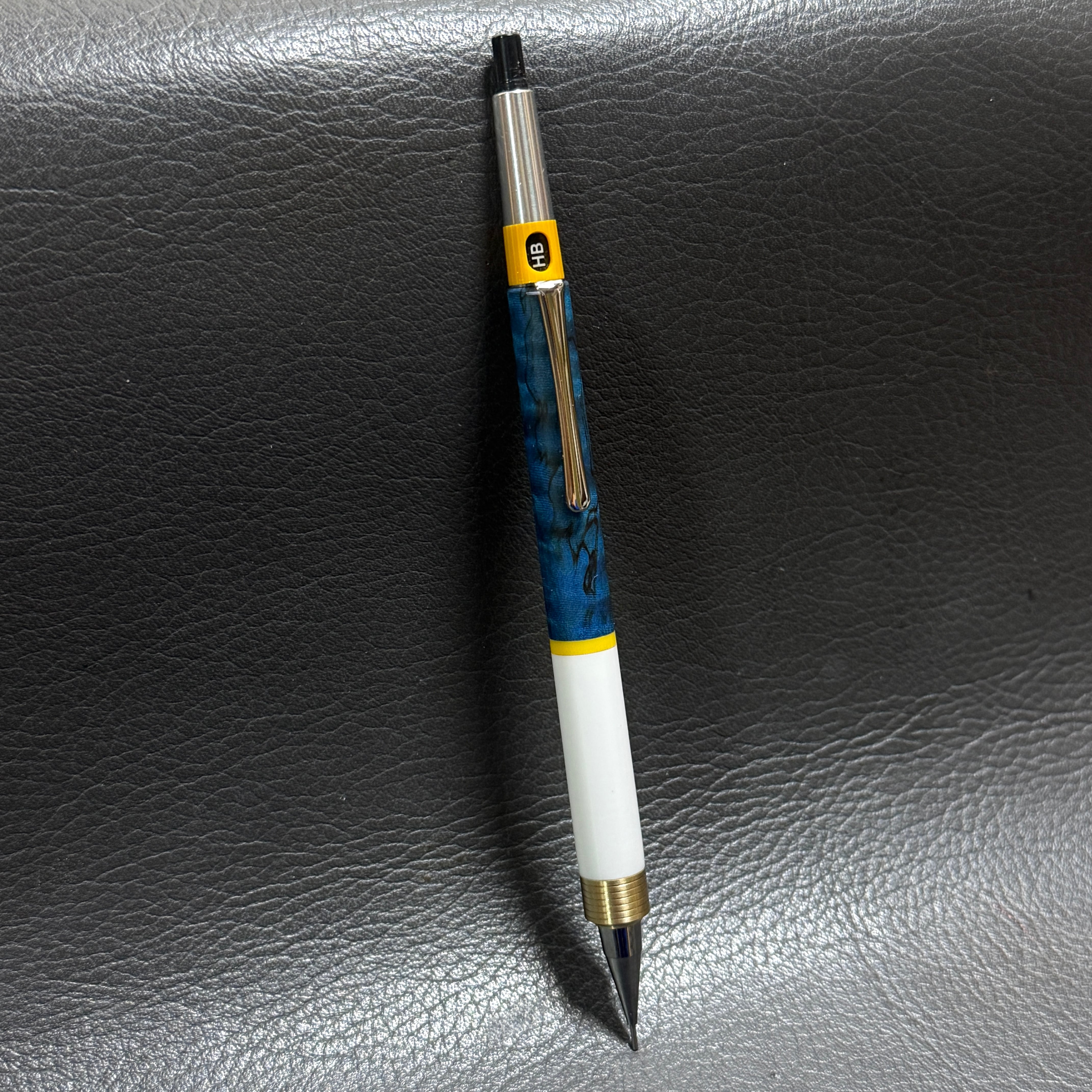 222黒檀木製シャーペン 超低重心ローレット ステンレス 人工大理石