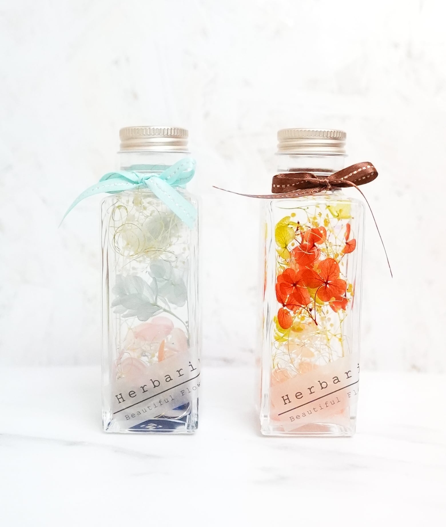 さくら貝とドライフラワーのハーバリウム