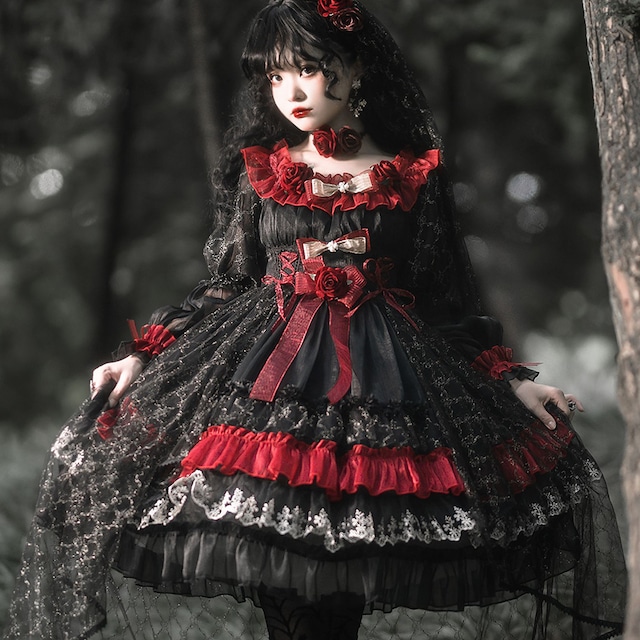 薔薇十字の夜想曲 ─ ゴシックローズ×レース重ね ゴスロリドレス