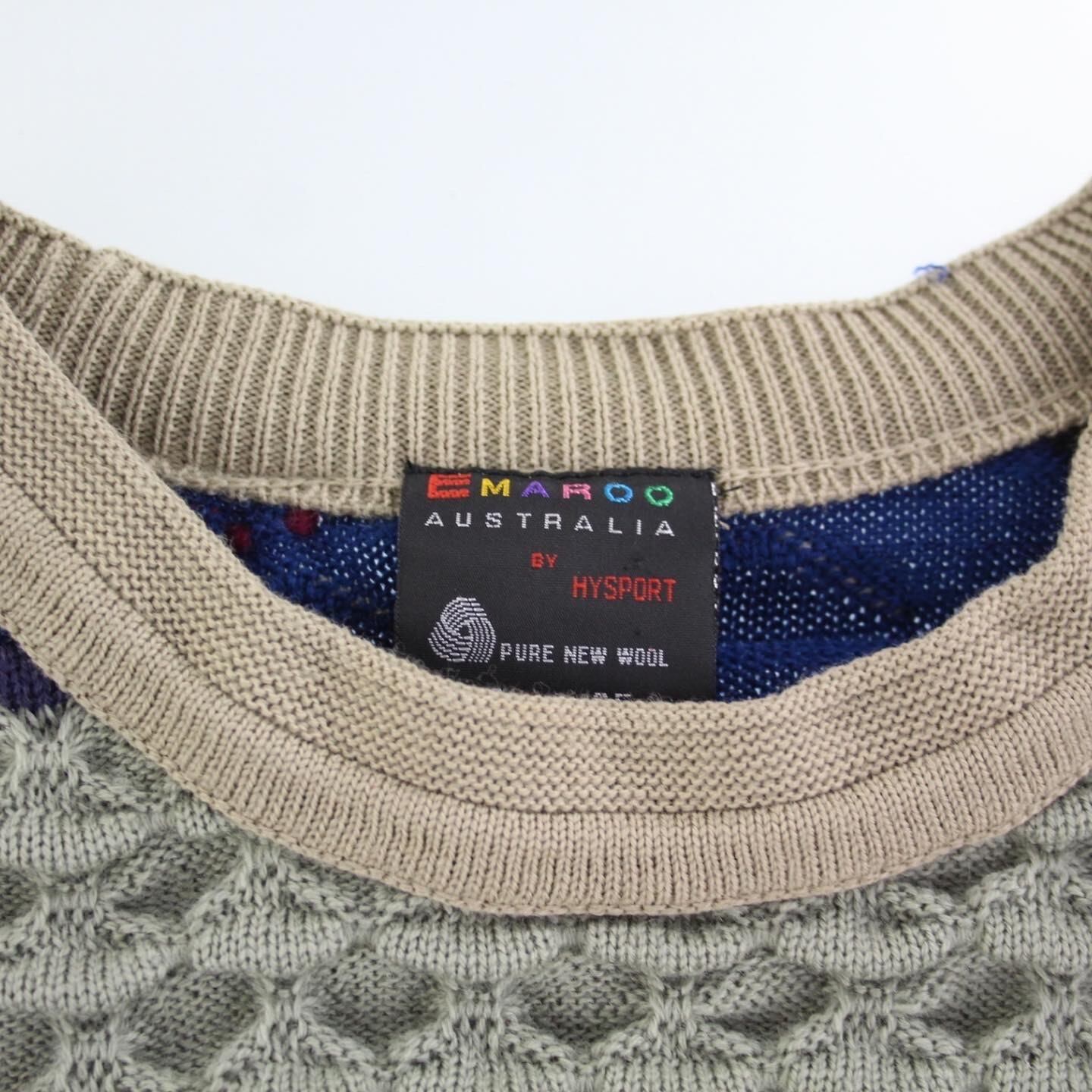 スペシャル アブストラクトパターン 総柄3Dニットセーター made in Australia【FF-6551】