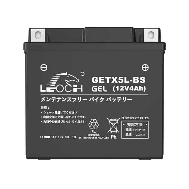 LEOCH ゲル型 バイク用バッテリー GETX5L-BS (YTX5L-BSと互換) ジェル