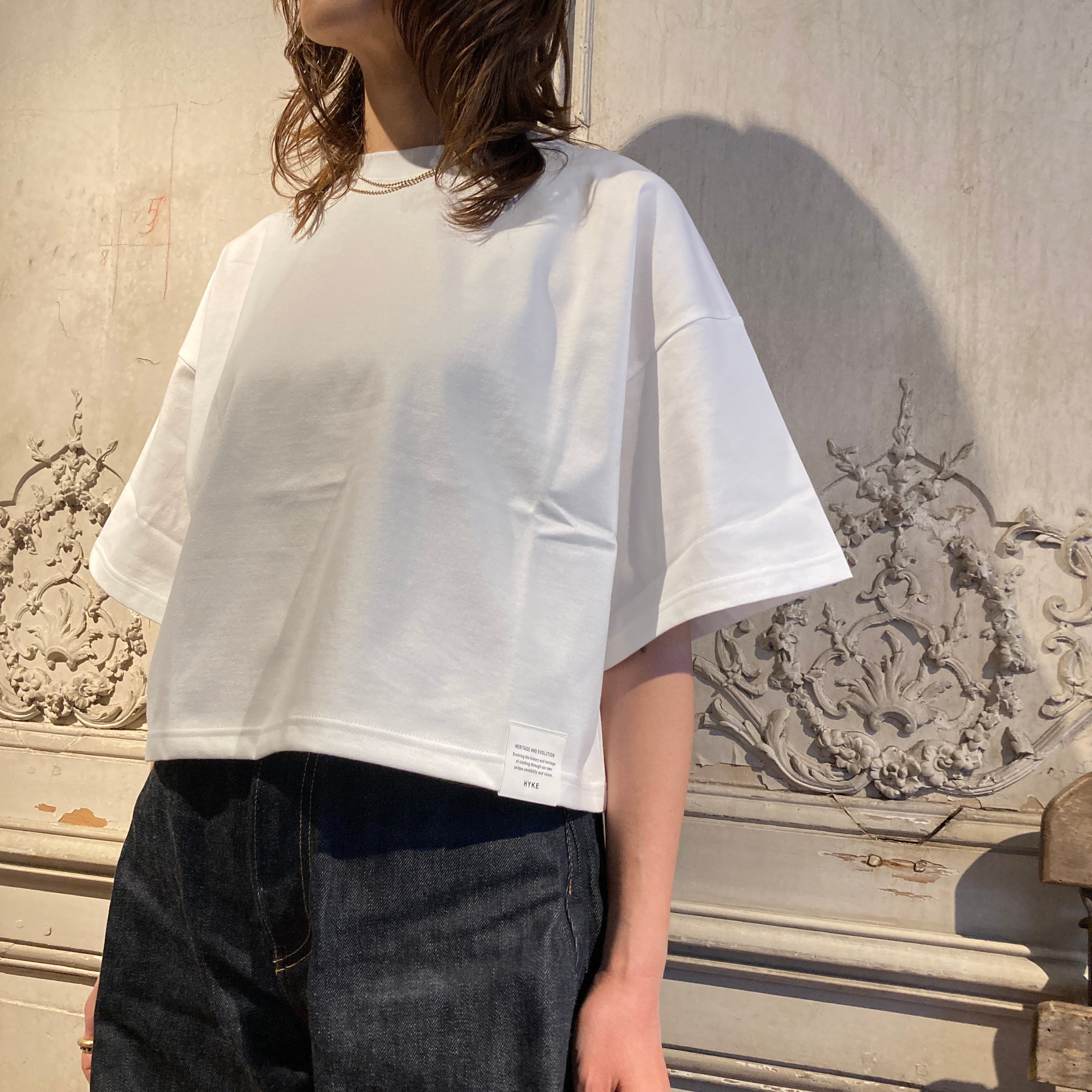 HYKE【ハイク】CROPPED SHORT-SLV TEE / BIG FIT(6.5OZ) (12438