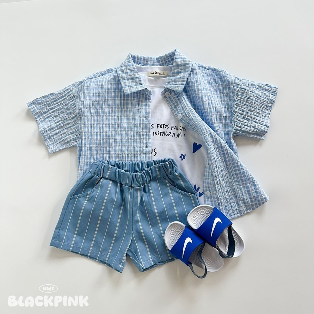 [BLACKPINK] Seersucker check shirt (2XL) / [블랙핑크] 시어서커체크셔츠 (2XL)