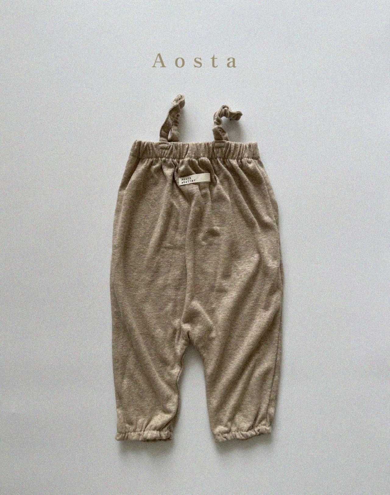 【Aosta】リネンオーバーオール 70~115cm ベージュ 240512 - 3