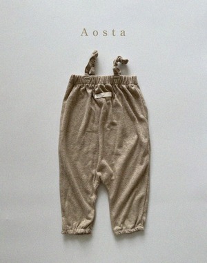 【Aosta】リネンオーバーオール 70~115cm ベージュ 240512