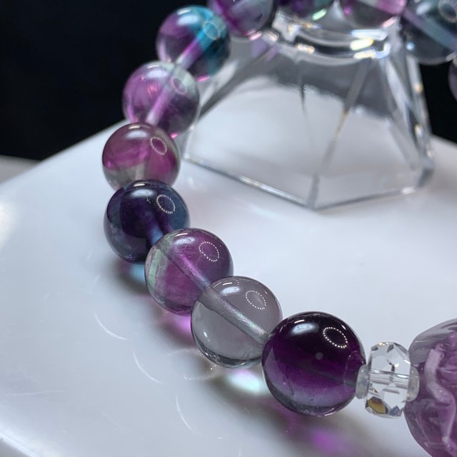 グラデーションフローライト・お花デザインブレスレット