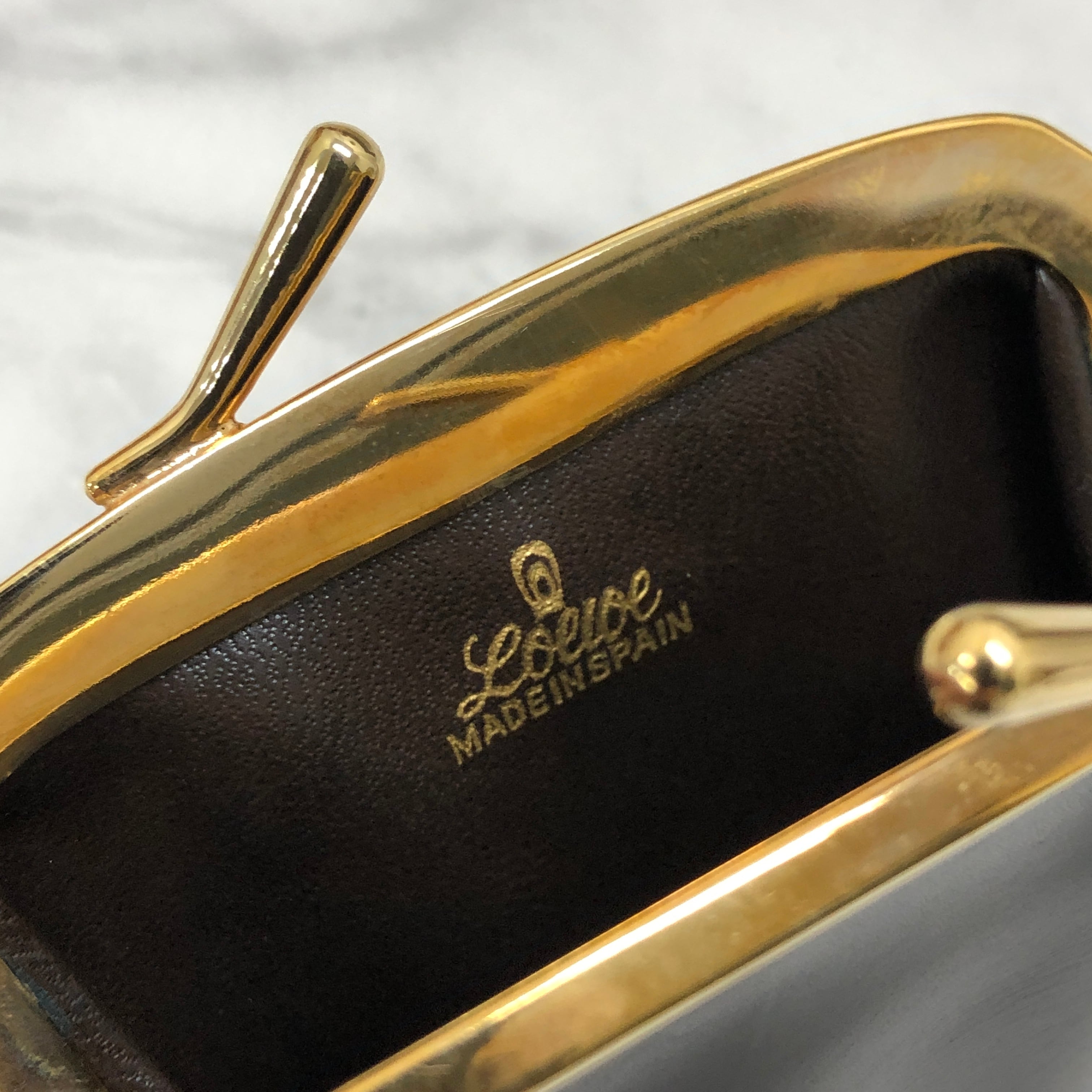 LOEWE ロエベ レザー がま口 コインケース ブラウン vintage