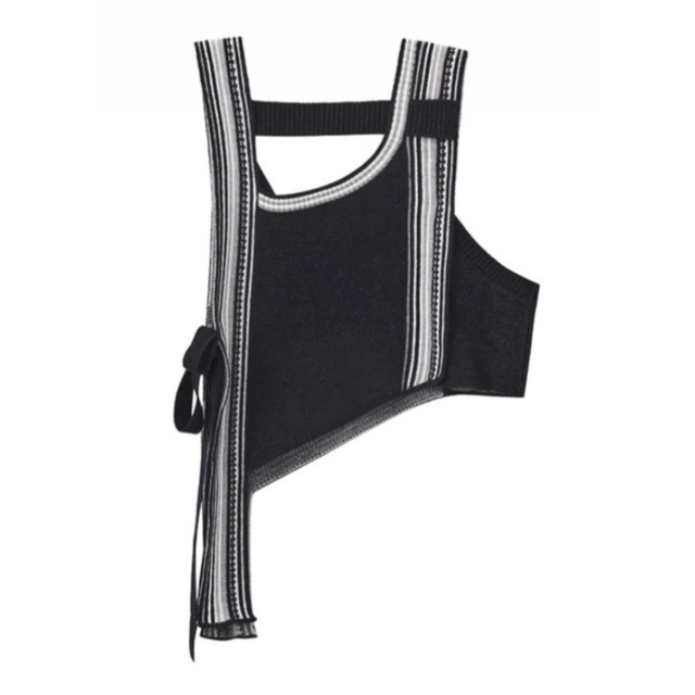 2way stripe knit vest C1606