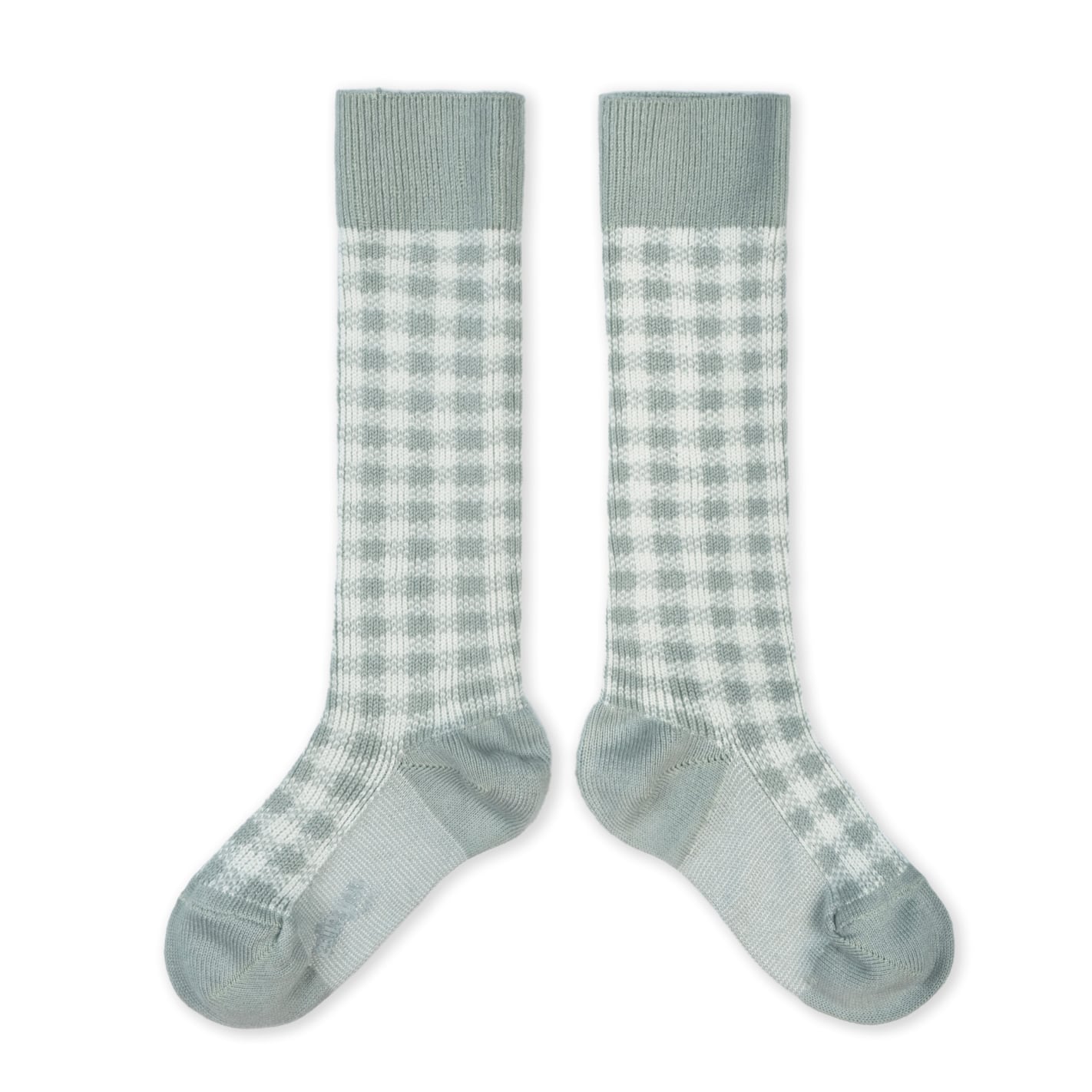 【collegien】Claude - Gingham Knee-high Socks - Aigue Marine