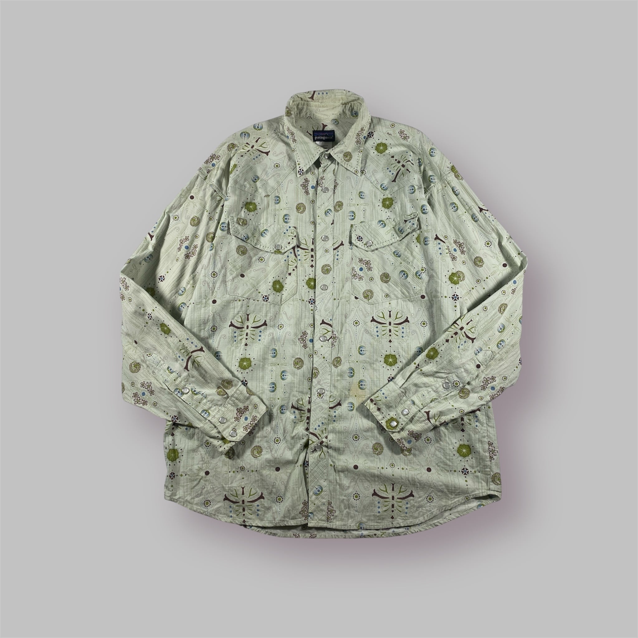 90s Patagonia オーガニックコットンシャツ L ブルー ポルトガル製