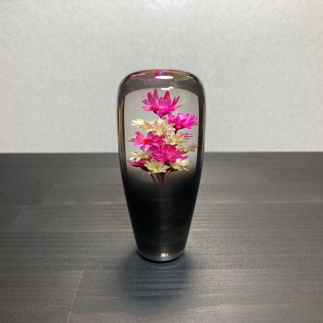 水中花シフトノブ　【乙珠 -Otodama-黒】　90㎜　【白ピンク】　【送料無料】