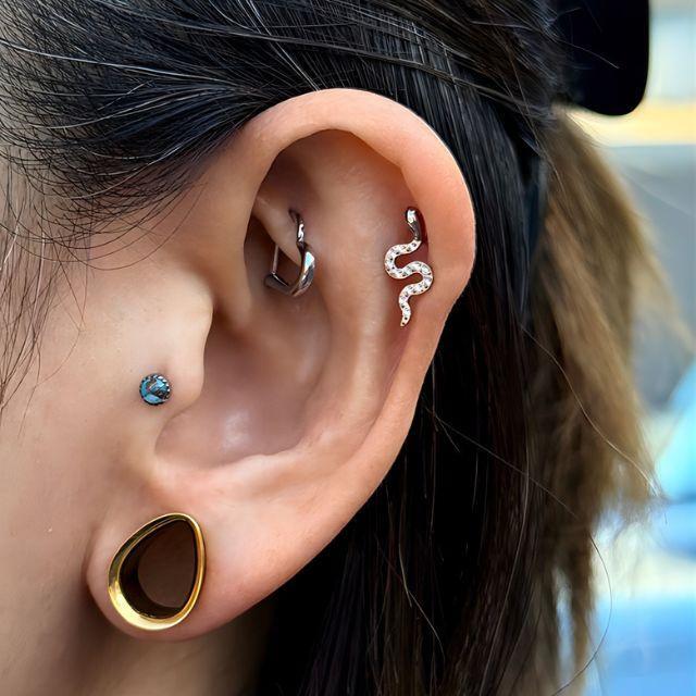 ボディピアス 18G 16G 14G ぷっくり ゴールド スネイク 蛇ピアス 金属