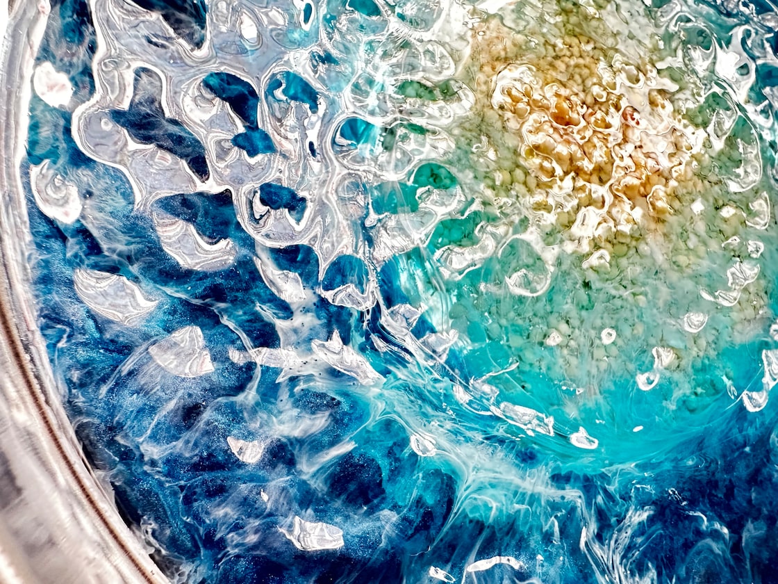 キラキラ 水面 キャッシュトレー 小物入れ | Pay ID オルゴナイト トレー 小物入れ ピンク系