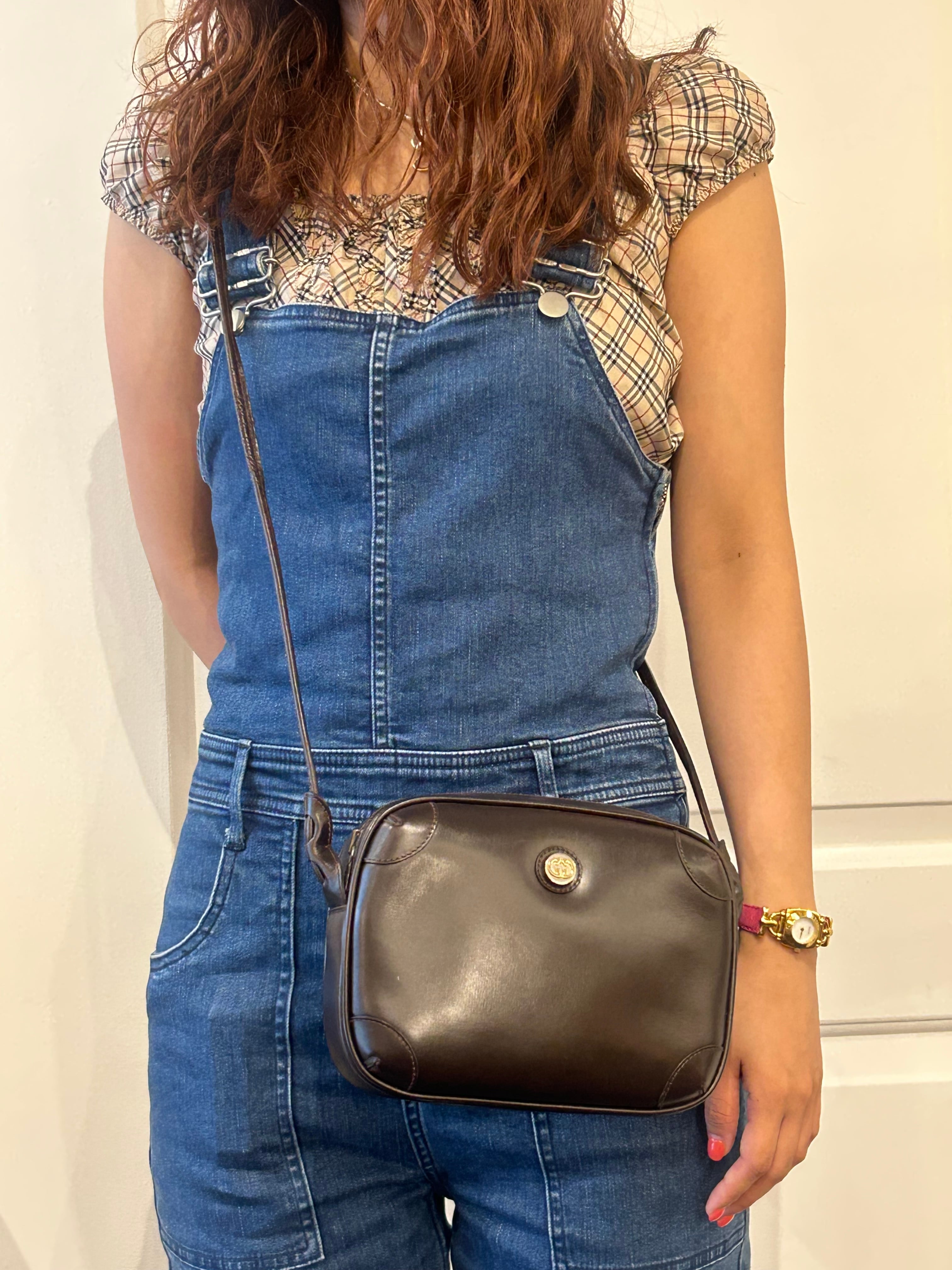 GUCCI / vintage dark brown leather shoulder bag. | AURA JAPON